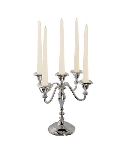 Kerzenständer – 5-armig 25 cm – silberfarbig - Koczy Events e.K